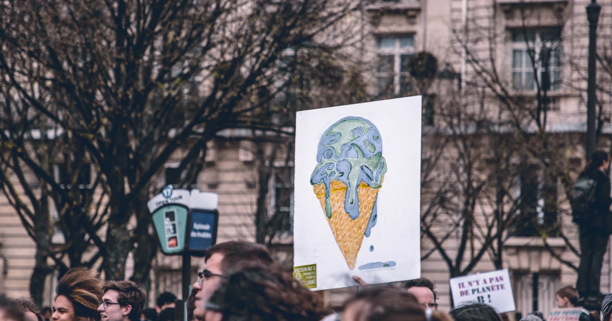 Climate change protest in Paris, France